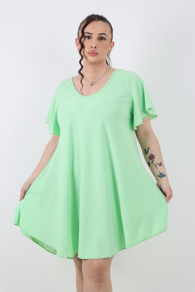 Italian Plain Short Sleeve Tunic Dress