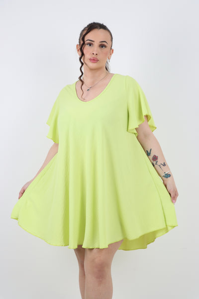 Italian Plain Short Sleeve Tunic Dress