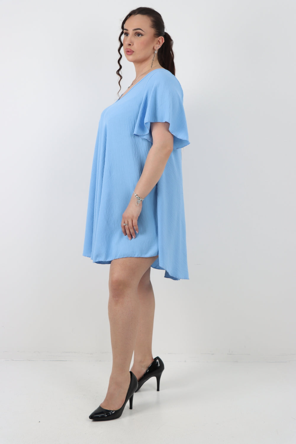 Italian Plain Short Sleeve Tunic Dress