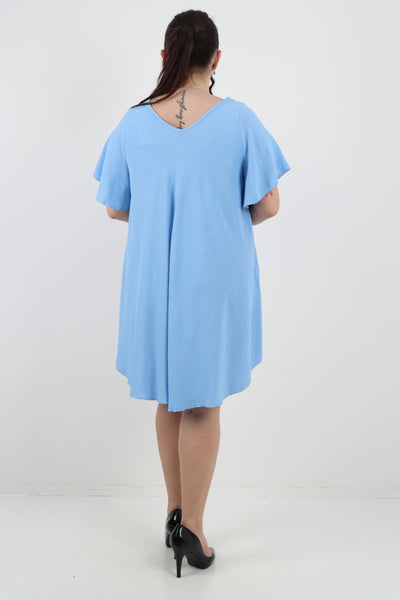 Italian Plain Short Sleeve Tunic Dress