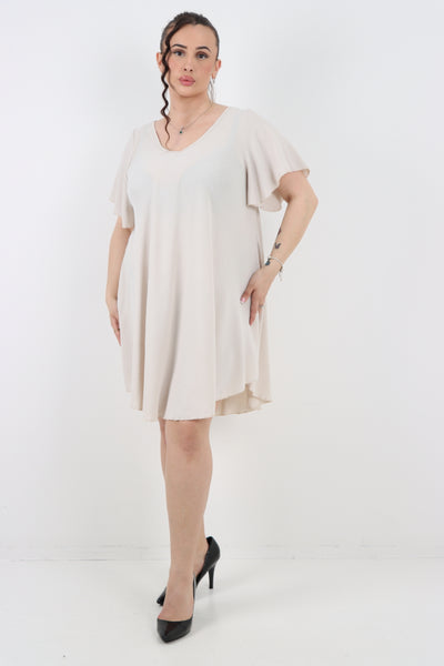 Italian Plain Short Sleeve Tunic Dress