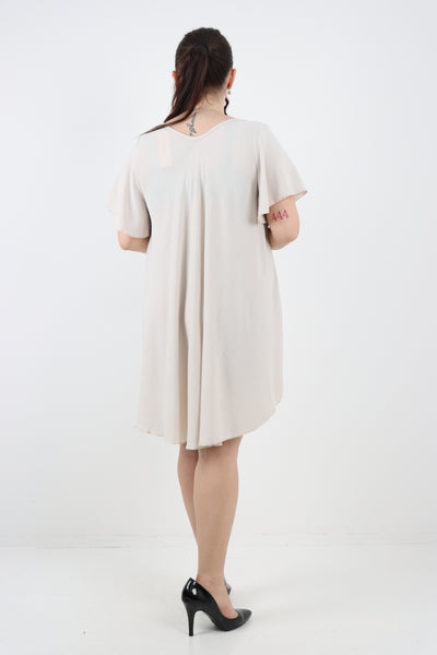 Italian Plain Short Sleeve Tunic Dress