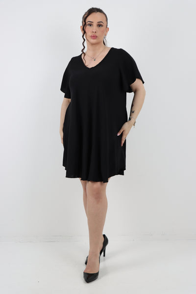 Italian Plain Short Sleeve Tunic Dress