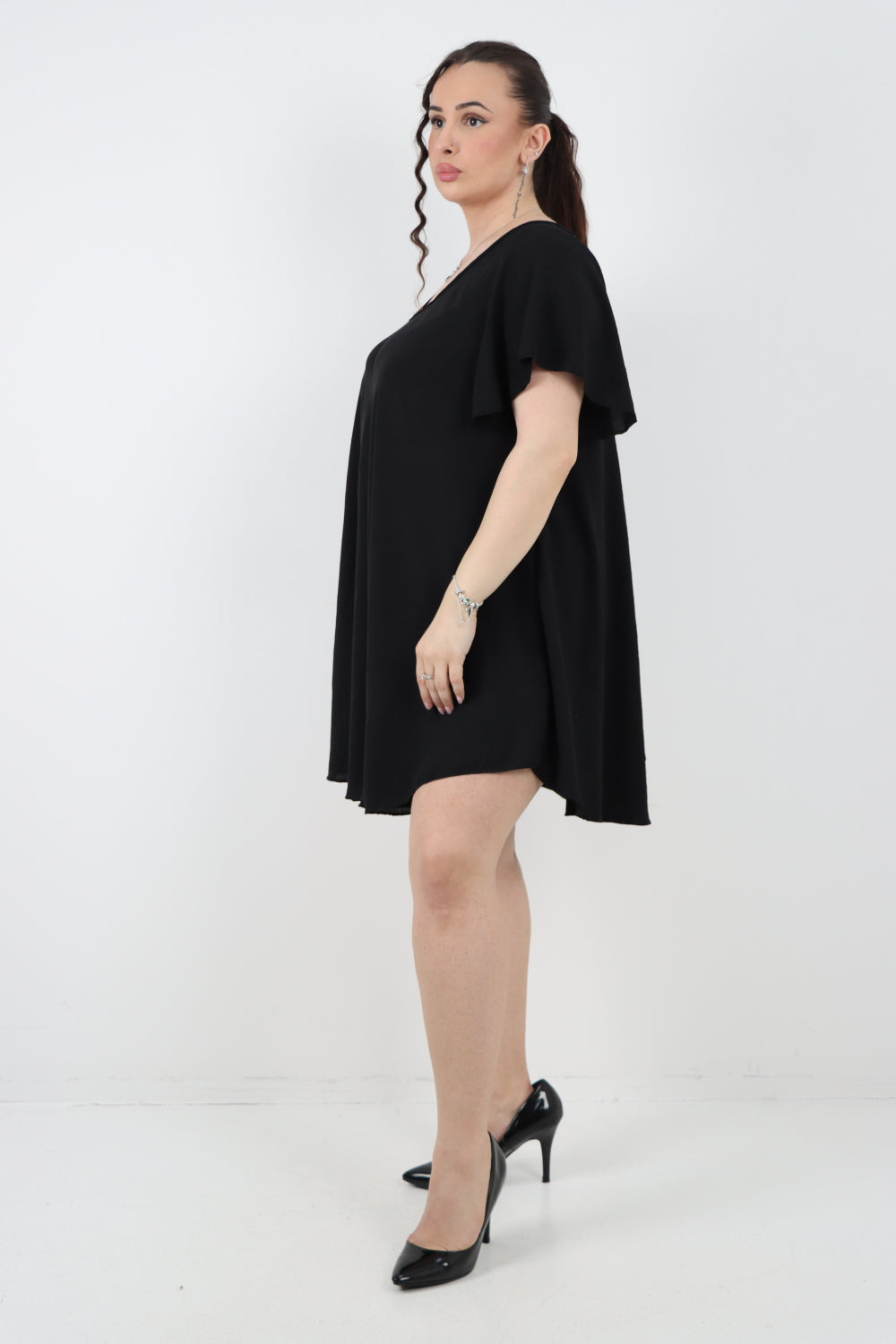 Italian Plain Short Sleeve Tunic Dress