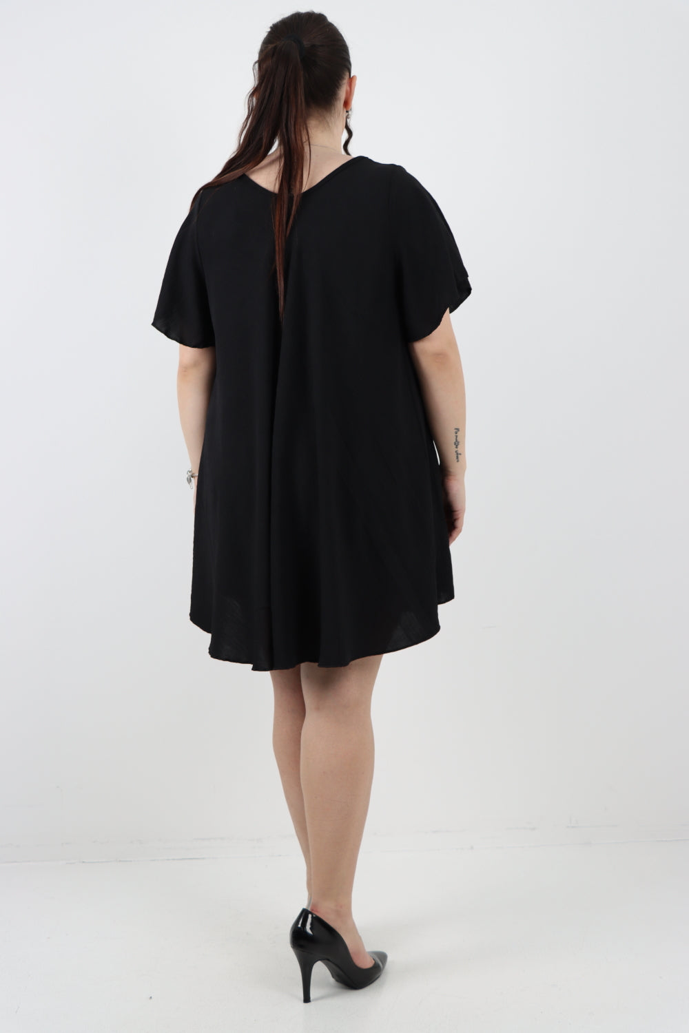 Italian Plain Short Sleeve Tunic Dress