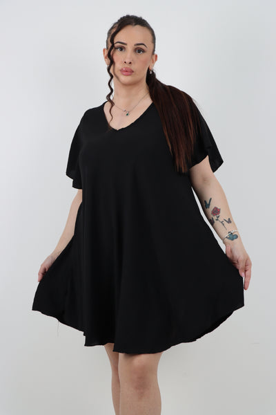 Italian Plain Short Sleeve Tunic Dress