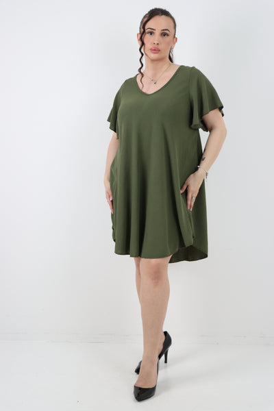 Italian Plain Short Sleeve Tunic Dress