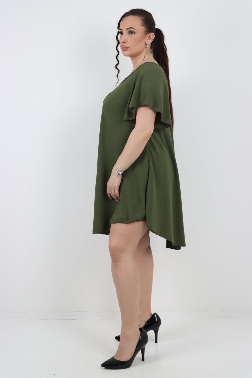 Italian Plain Short Sleeve Tunic Dress