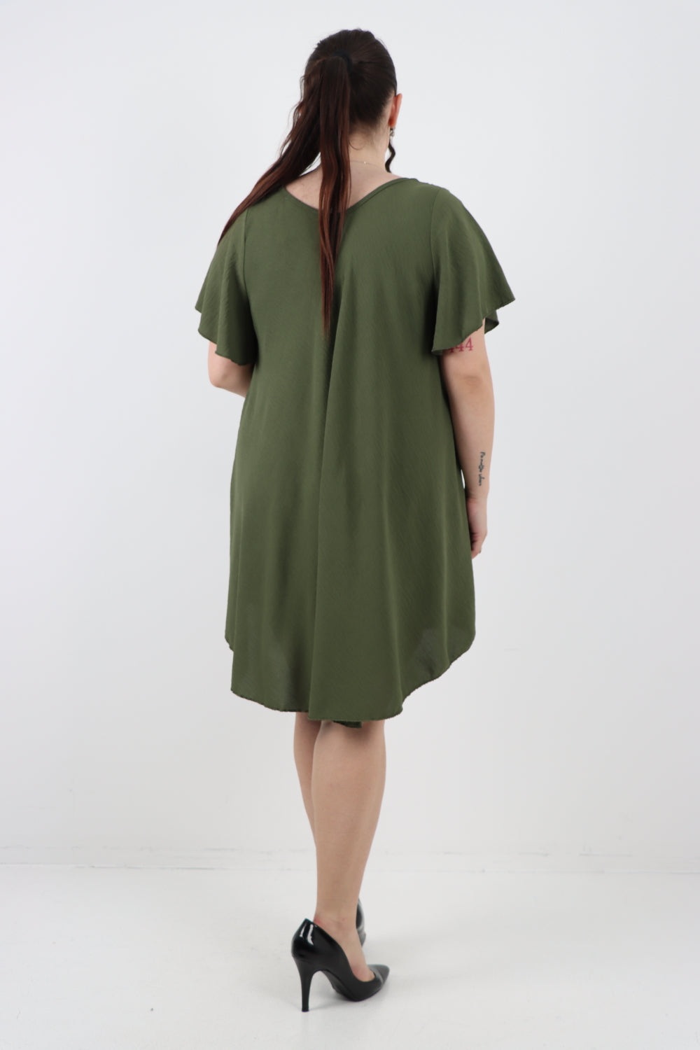 Italian Plain Short Sleeve Tunic Dress