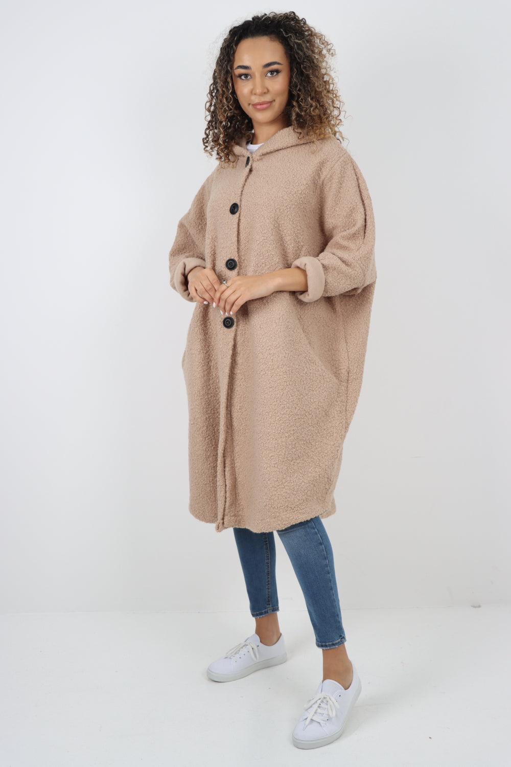 Italian Oversized Pockets Hooded Long Sleeve Coat