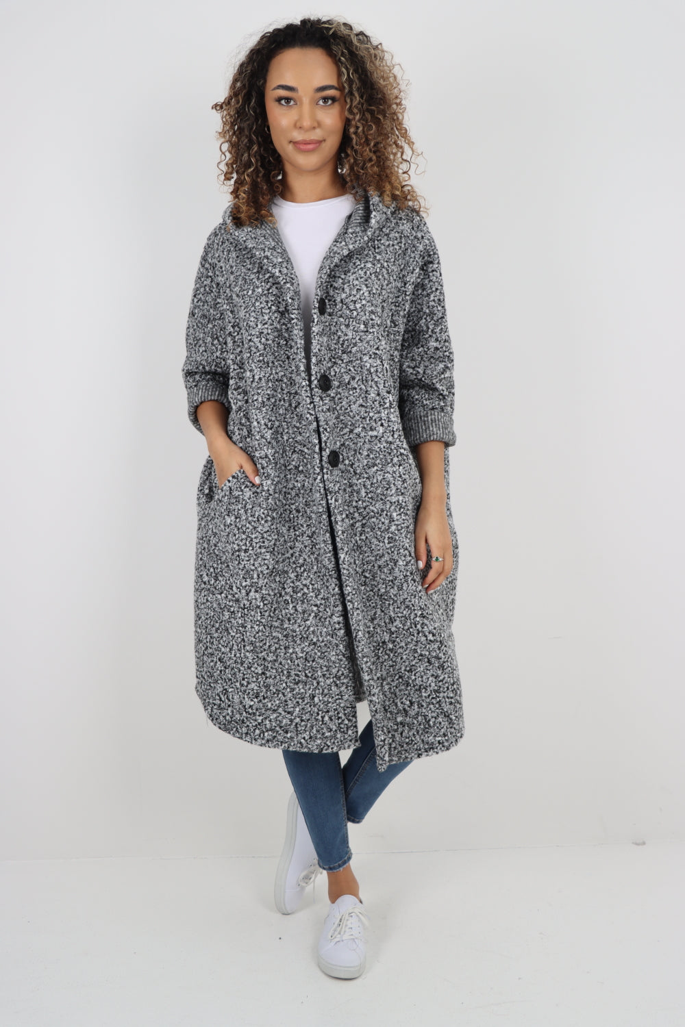 Italian Oversized Pockets Hooded Long Sleeve Coat