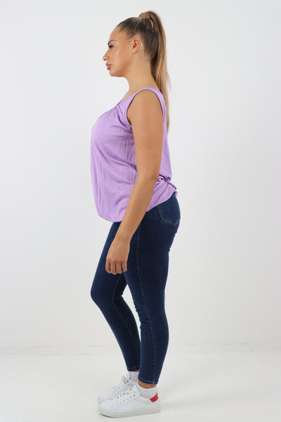 Italian Plain Basic Elasticated Hem Vest top