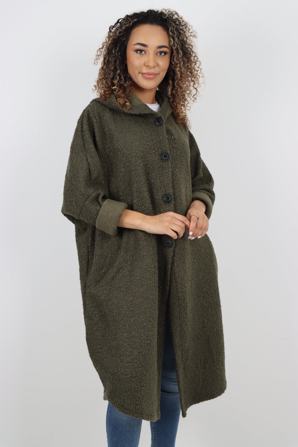 Italian Oversized Pockets Hooded Long Sleeve Coat