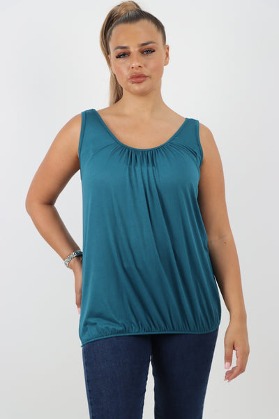 Italian Plain Basic Elasticated Hem Vest top