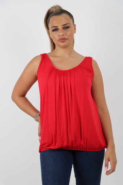 Italian Plain Basic Elasticated Hem Vest top