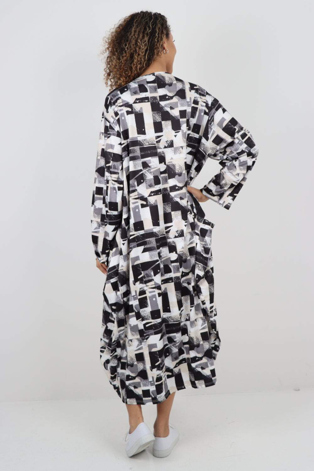 Italian Oversized Abstract Print Cocoon Maxi dress