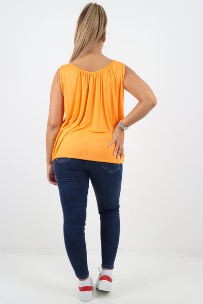 Italian Plain Basic Elasticated Hem Vest top