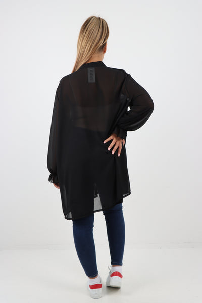 Italian Ruffle Elasticated Long Sleeve V Neck Blouse Tunic Top