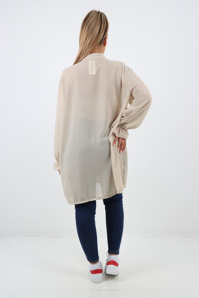 Italian Ruffle Elasticated Long Sleeve V Neck Blouse Tunic Top