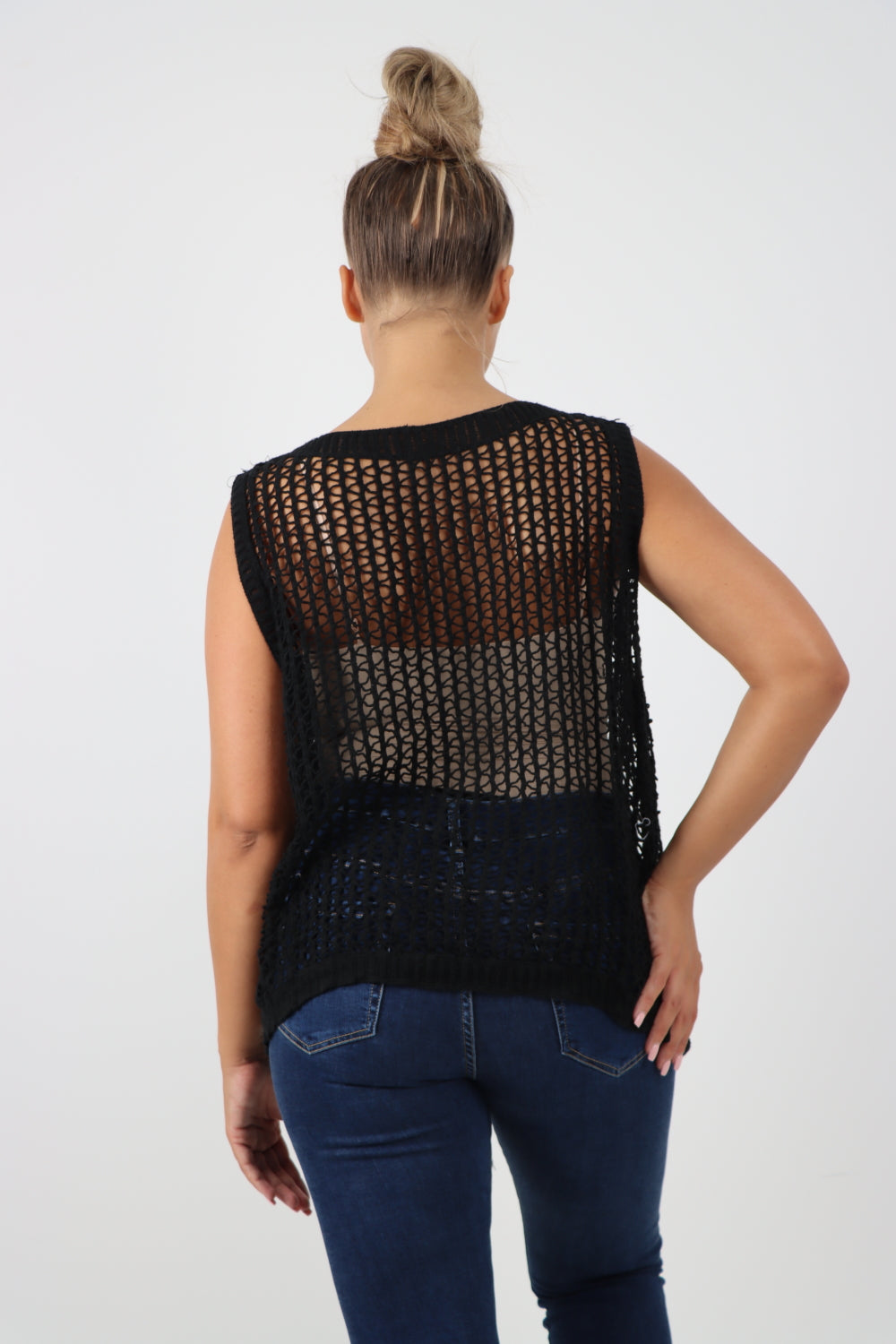 Italian Crochet Drawstring Pull Tie Vest Top