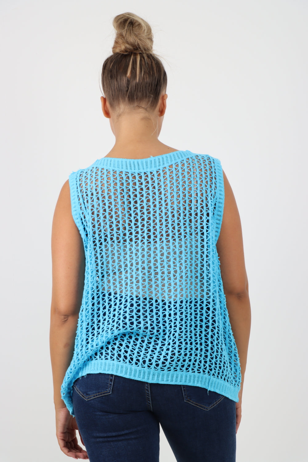 Italian Crochet Drawstring Pull Tie Vest Top