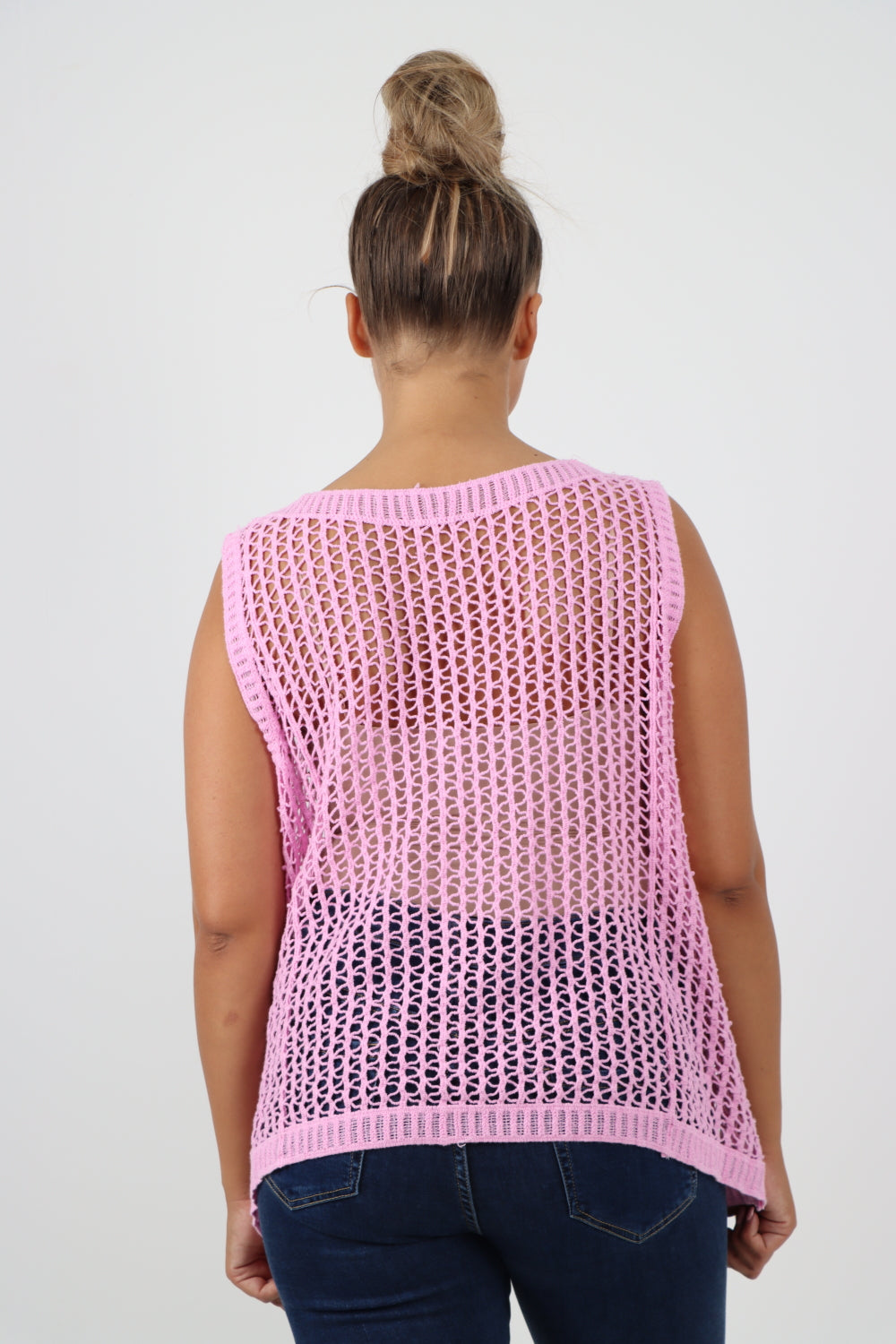 Italian Crochet Drawstring Pull Tie Vest Top