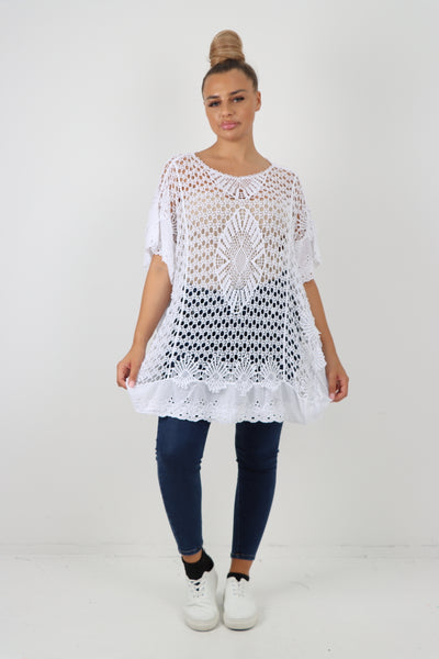 Italian Crochet Pattern Embroidery Finish Jumper Top