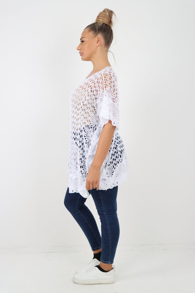 Italian Crochet Pattern Embroidery Finish Jumper Top