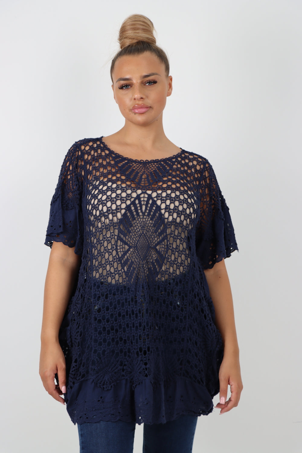 Italian Crochet Pattern Embroidery Finish Jumper Top