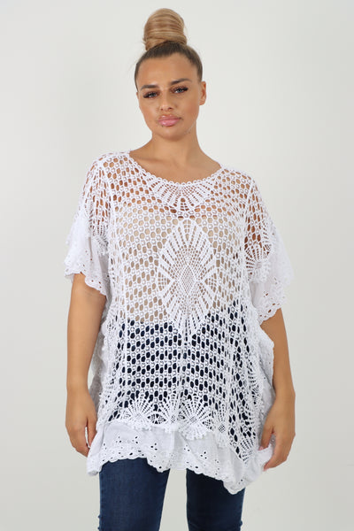 Italian Crochet Pattern Embroidery Finish Jumper Top