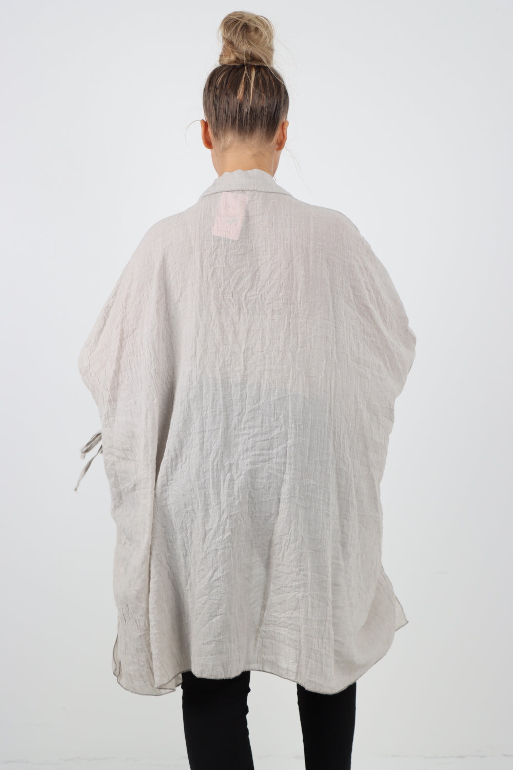 Italian Oversized Cotton Coverup Tie Front Kimono Top