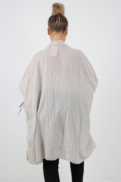 Italian Oversized Cotton Coverup Tie Front Kimono Top