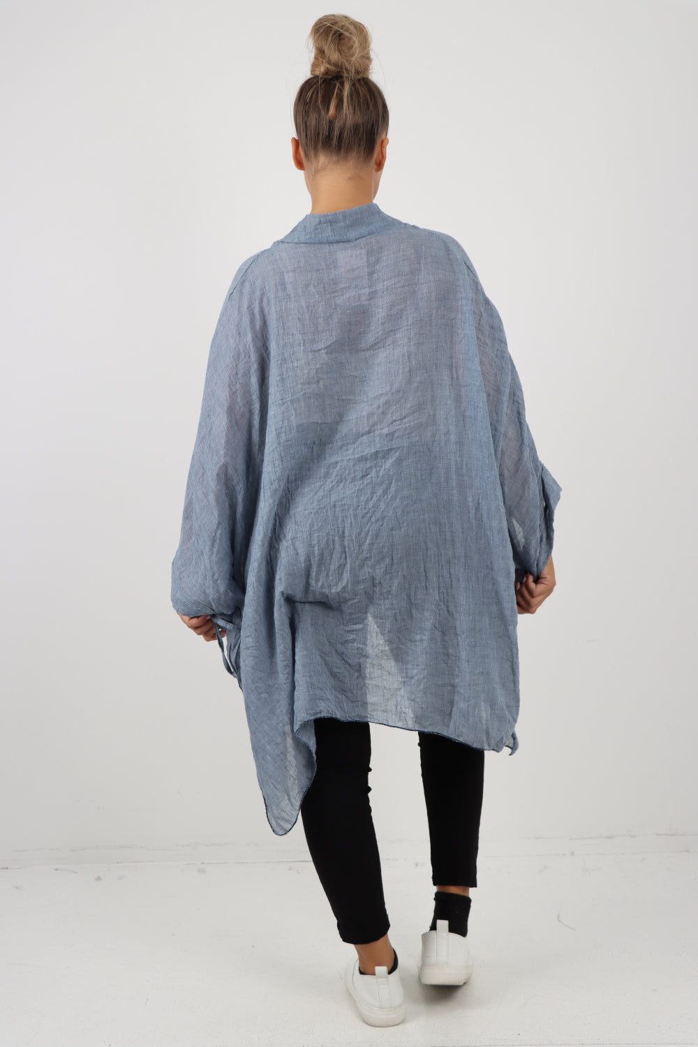 Italian Oversized Cotton Coverup Tie Front Kimono Top