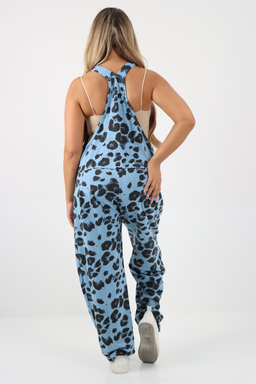 Italian Leopard Print Cotton Sleeveless Dungarees