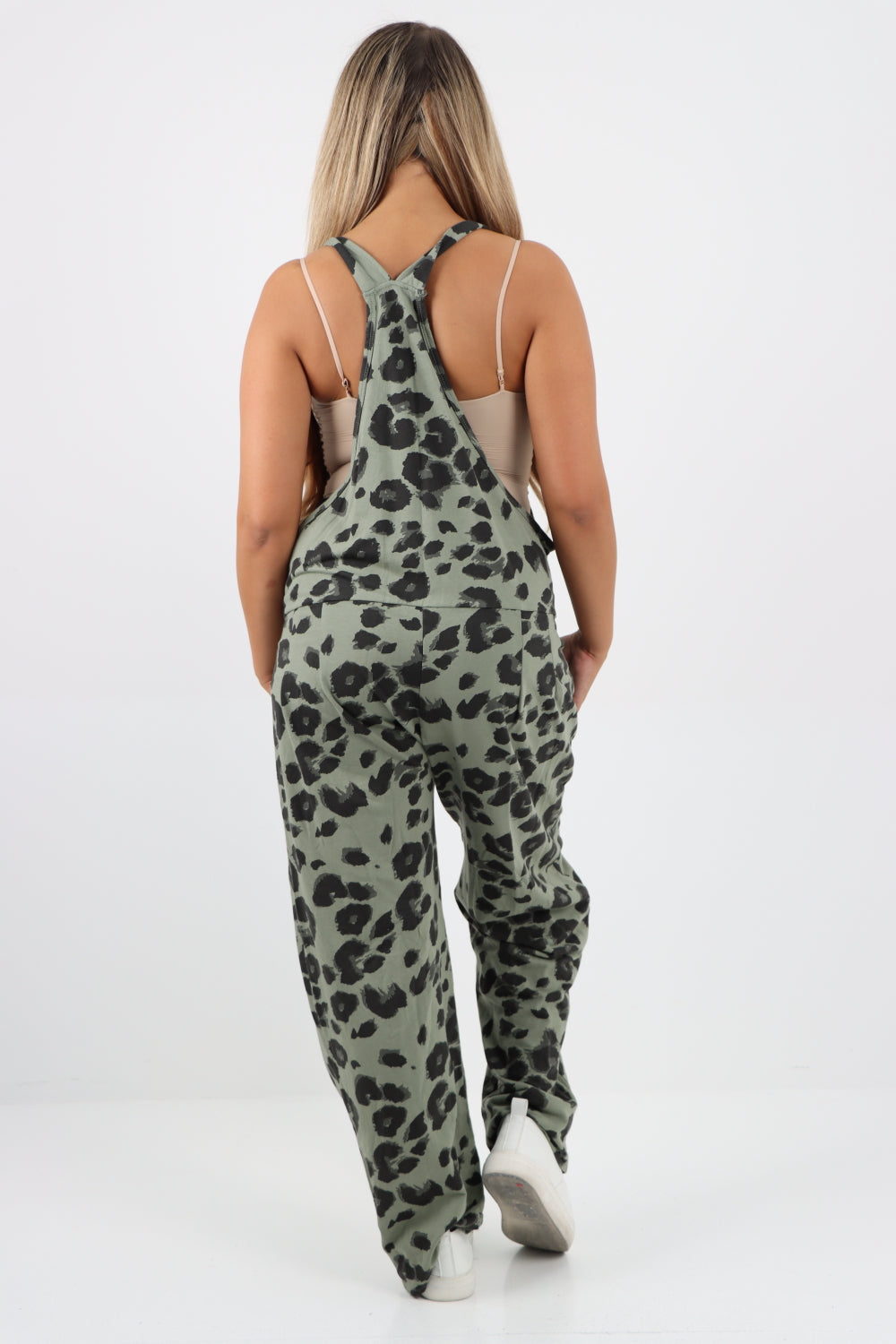 Italian Leopard Print Cotton Sleeveless Dungarees