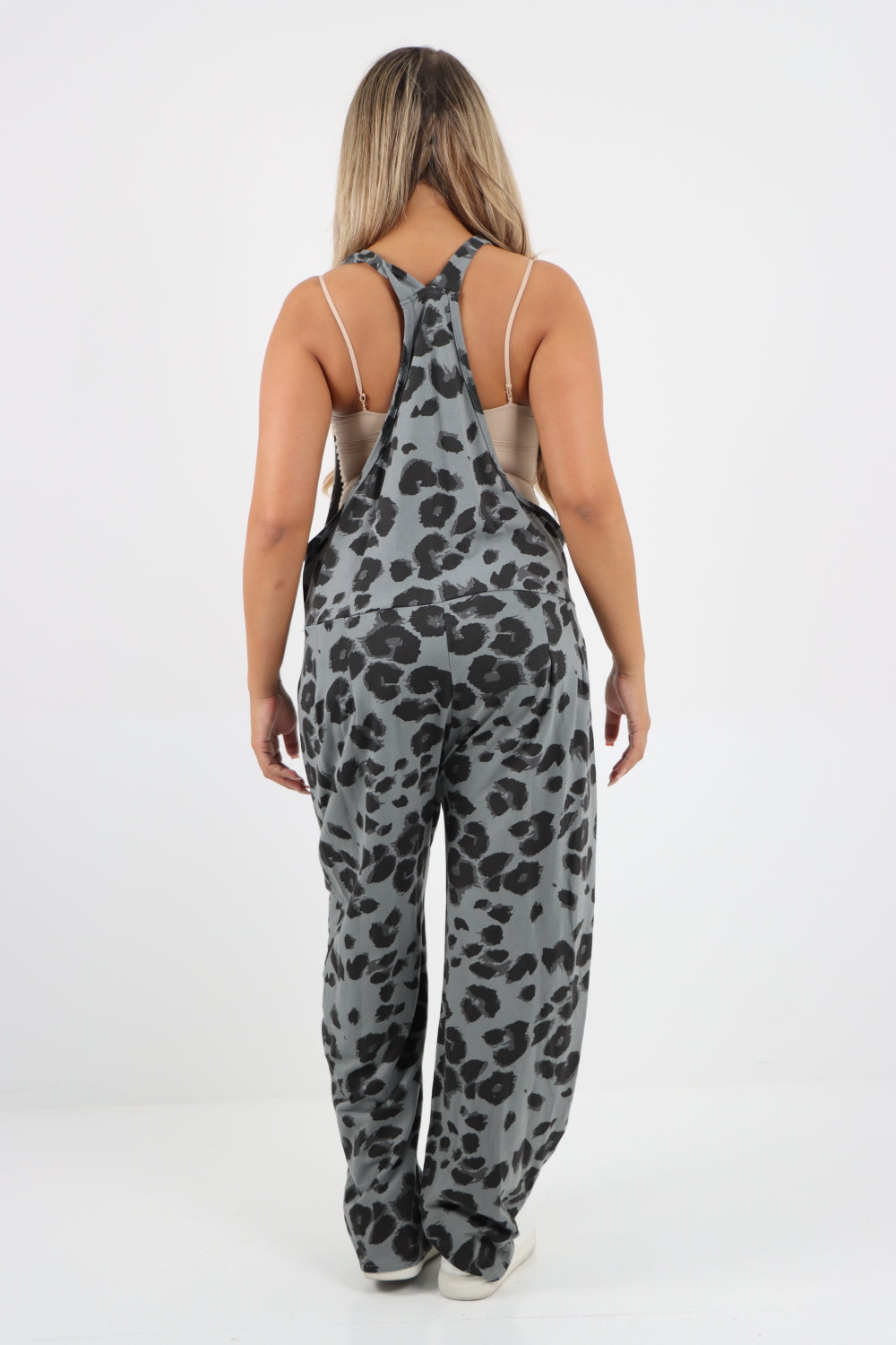 Italian Leopard Print Cotton Sleeveless Dungarees