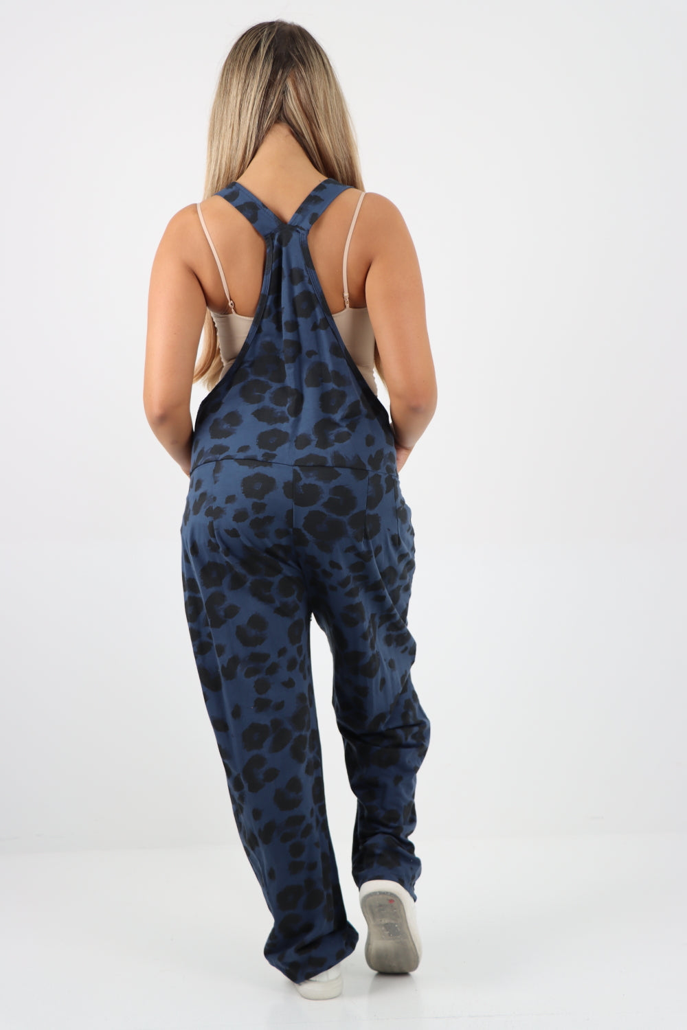 Italian Leopard Print Cotton Sleeveless Dungarees