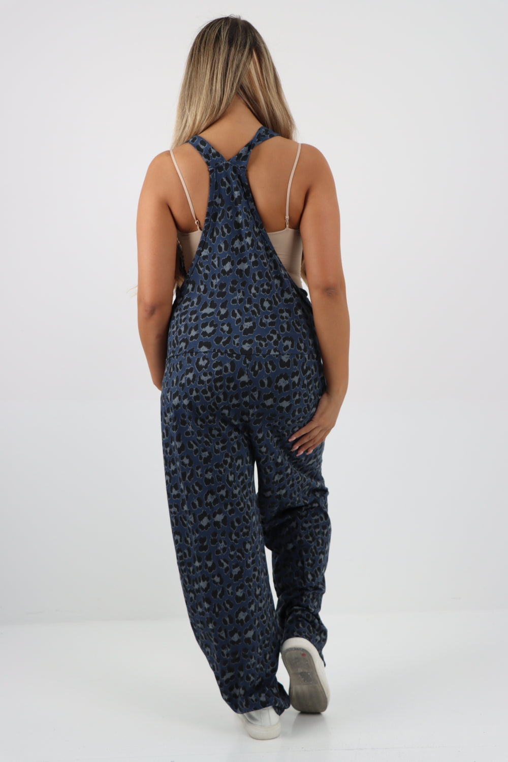 Italian Animal Print Cotton Sleeveless Dungarees