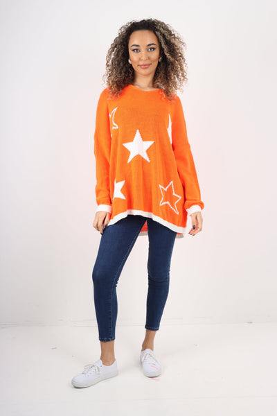 Italian Oversized MultiStar Print Long Sleeve Jumper