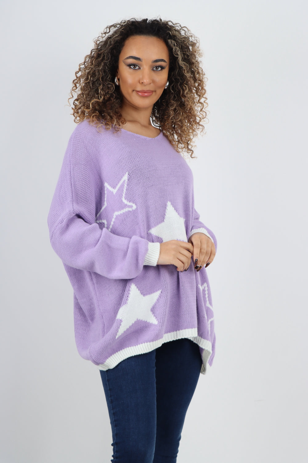 Italian Oversized MultiStar Print Long Sleeve Jumper