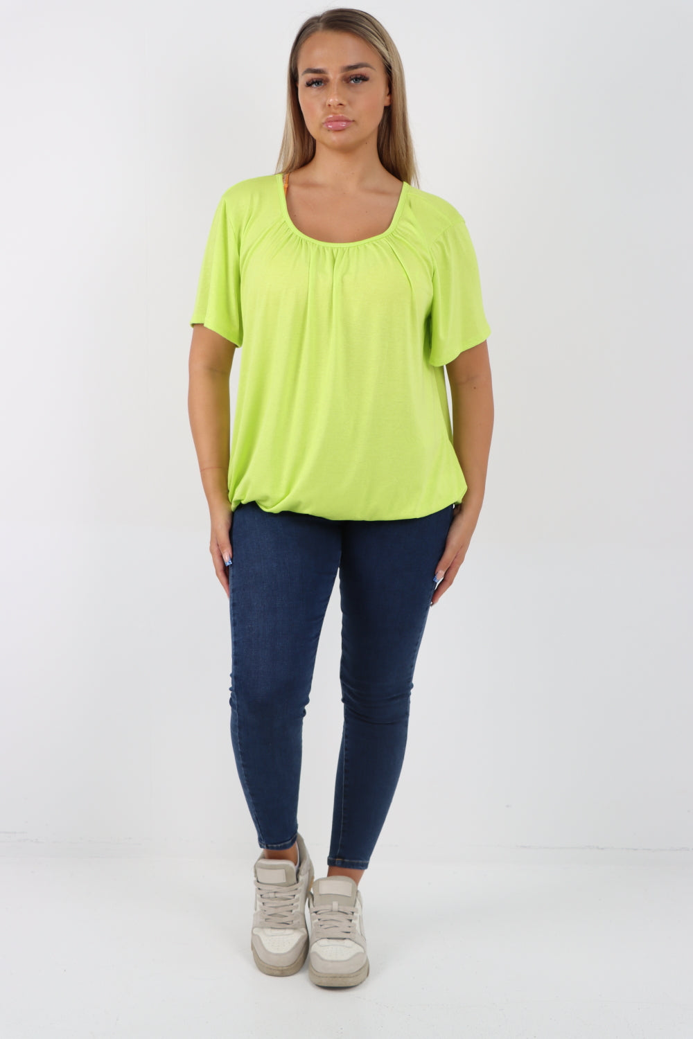 Italian Bubble Hem Stretchy Short Sleeve Top