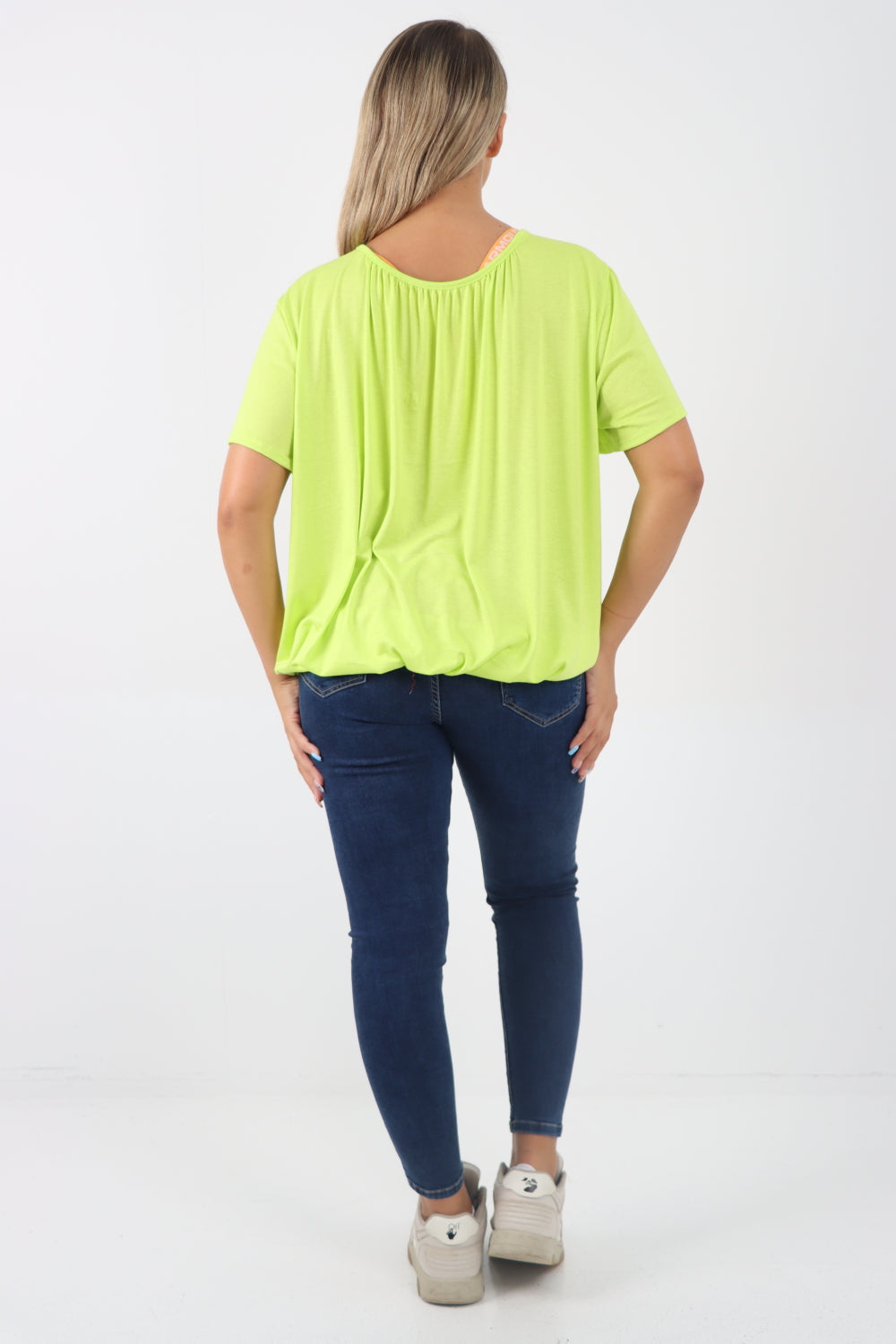 Italian Bubble Hem Stretchy Short Sleeve Top