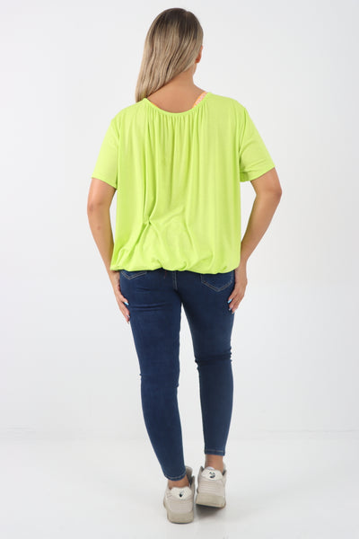 Italian Bubble Hem Stretchy Short Sleeve Top