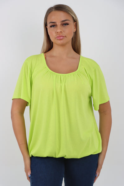 Italian Bubble Hem Stretchy Short Sleeve Top