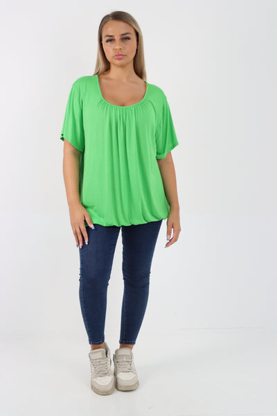 Italian Bubble Hem Stretchy Short Sleeve Top