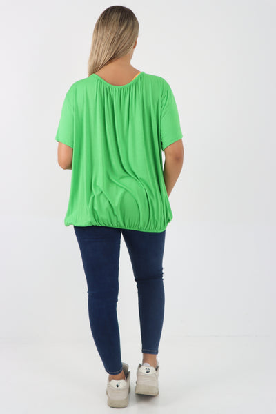 Italian Bubble Hem Stretchy Short Sleeve Top