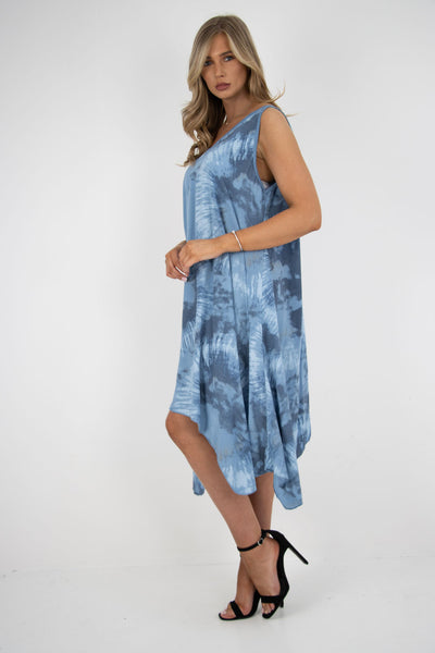 Italian Circle Tie Dye Hanky Hem Vest Dress