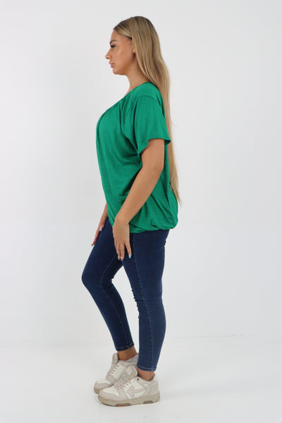 Italian Bubble Hem Stretchy Short Sleeve Top