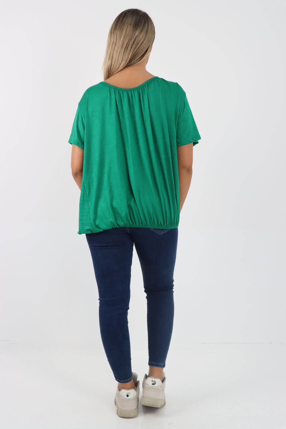 Italian Bubble Hem Stretchy Short Sleeve Top