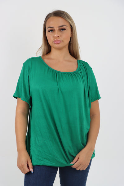 Italian Bubble Hem Stretchy Short Sleeve Top